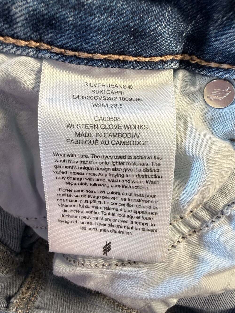 Silver Jeans Co. Suki Distressed Mid Rise Capri Blue Denim Jeans - Picture 8 of 9